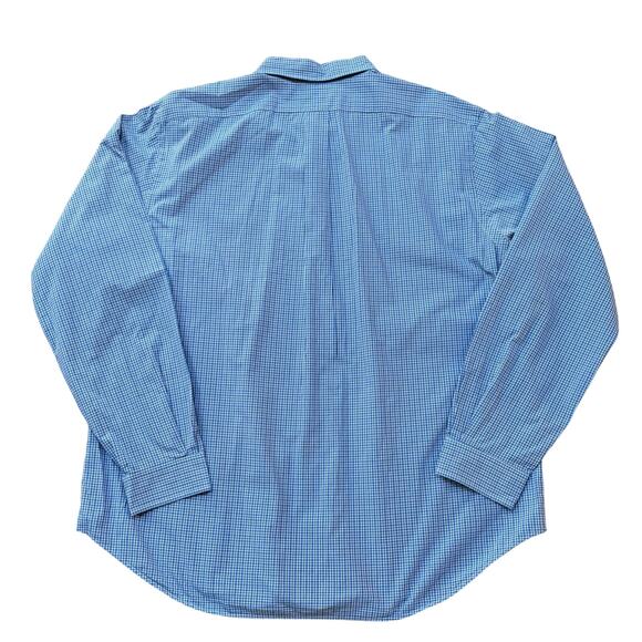 Vintage Polo Ralph Lauren Blue Micro Plaid Classic Fit Poplin Button Down XXL - Picture 5 of 6